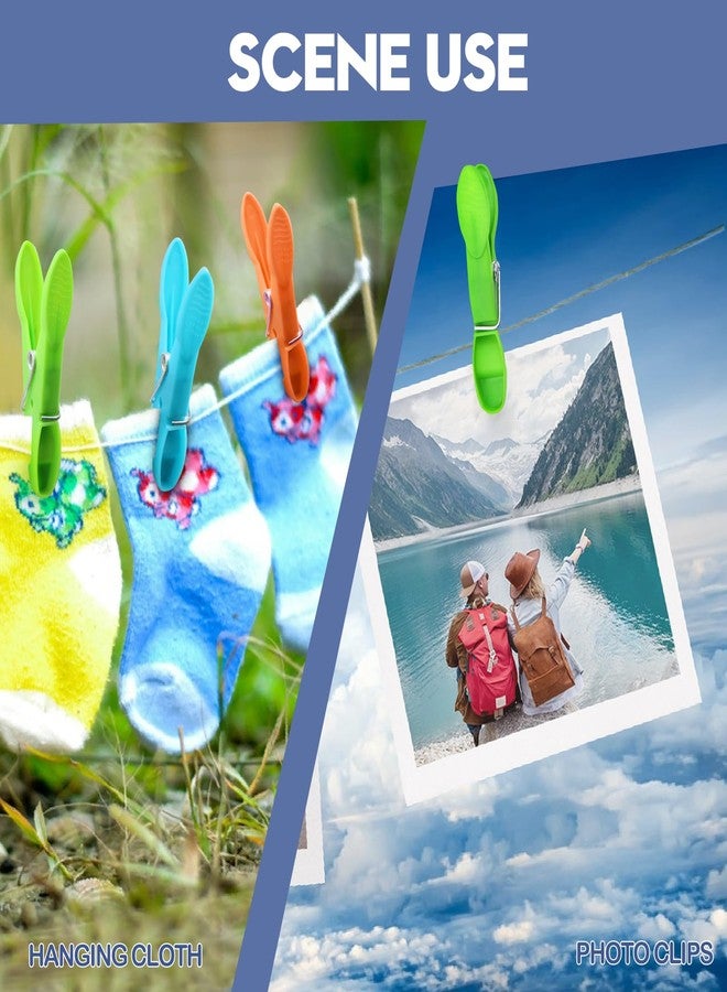 JABINCO Colorful Plastic Clothespins, Heavy Duty Laundry Clothes Pins Clips with Springs, Air-Drying Clothing Pin Set(24 Pack) - Image 4