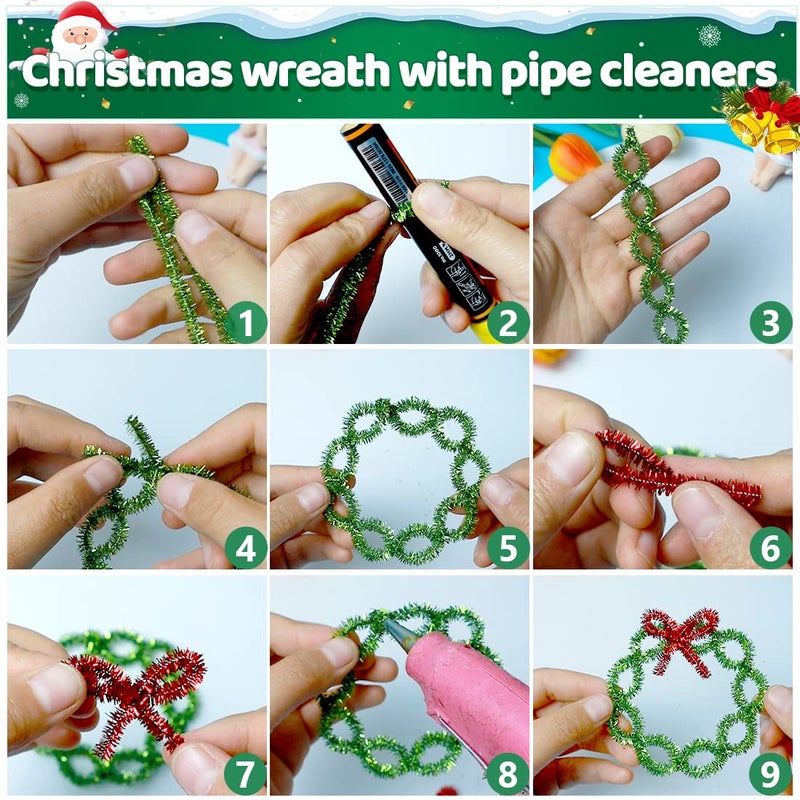 Iooleem 200pcs Silver Glitter Pipe Cleaners, Glitter Chenille Stems, Pipe Cleaners for Crafts, Pipe Cleaner Crafts, Art and Craft Supplies, Christmas Pipe Cleaners. - Image 4