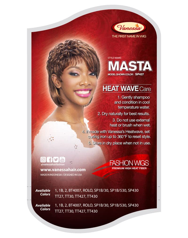 VANESSA Fashion Wigs Medium Short Length Wavy Style Heat Wave Synthetic Hair Wig - MASTA (SP1B/30) - Image 5