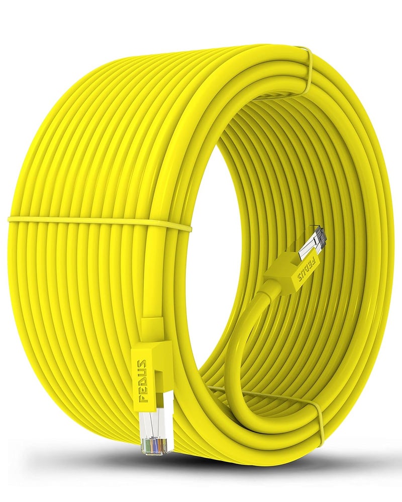 FEDUS Cat6 Ethernet Cable, 60 Meter High Speed 550MHZ / 10 Gigabit Speed UTP LAN Cable, Network Cable Internet Cable RJ45 Cable LAN Wire, Patch Computer Cord Gigabit Category 6 Wires for Modem, Router Yellow - Image 1