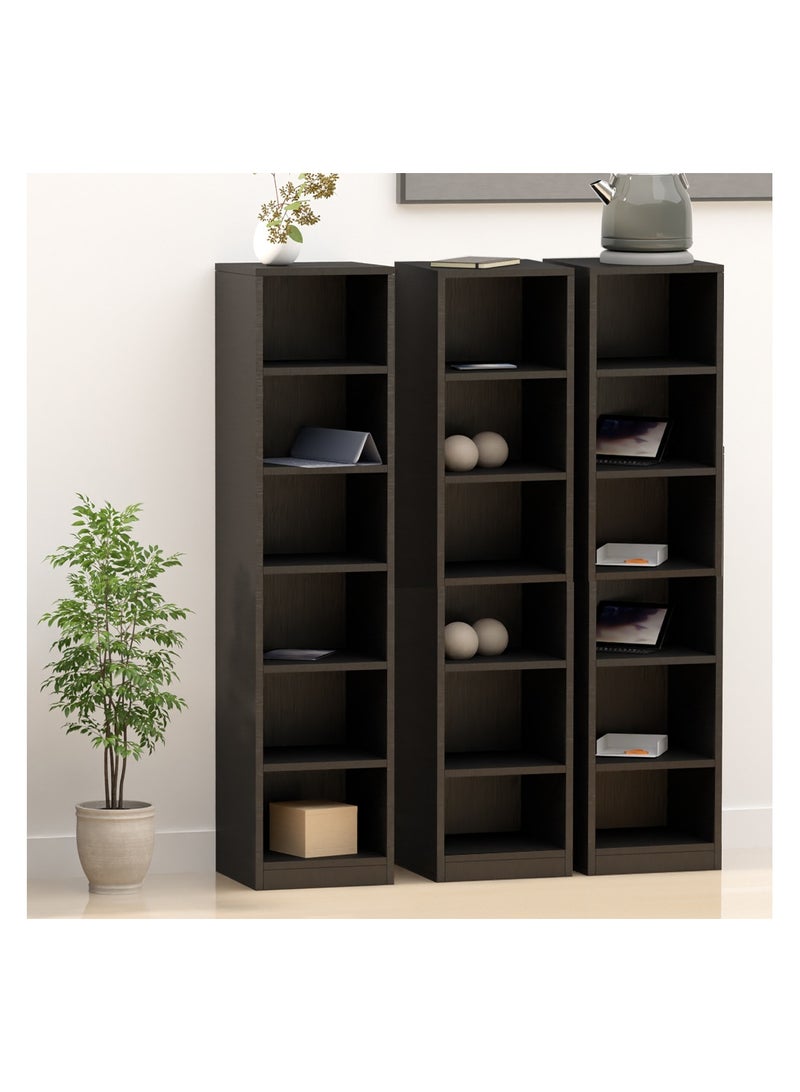 Mahmayi Mahmayi Wooden Storage Display Shelves 6-Tier Freestanding, Box Shelves, Top Shelf for Decoration Ideal for Storing and Displaying your possessions - Black - Image 5