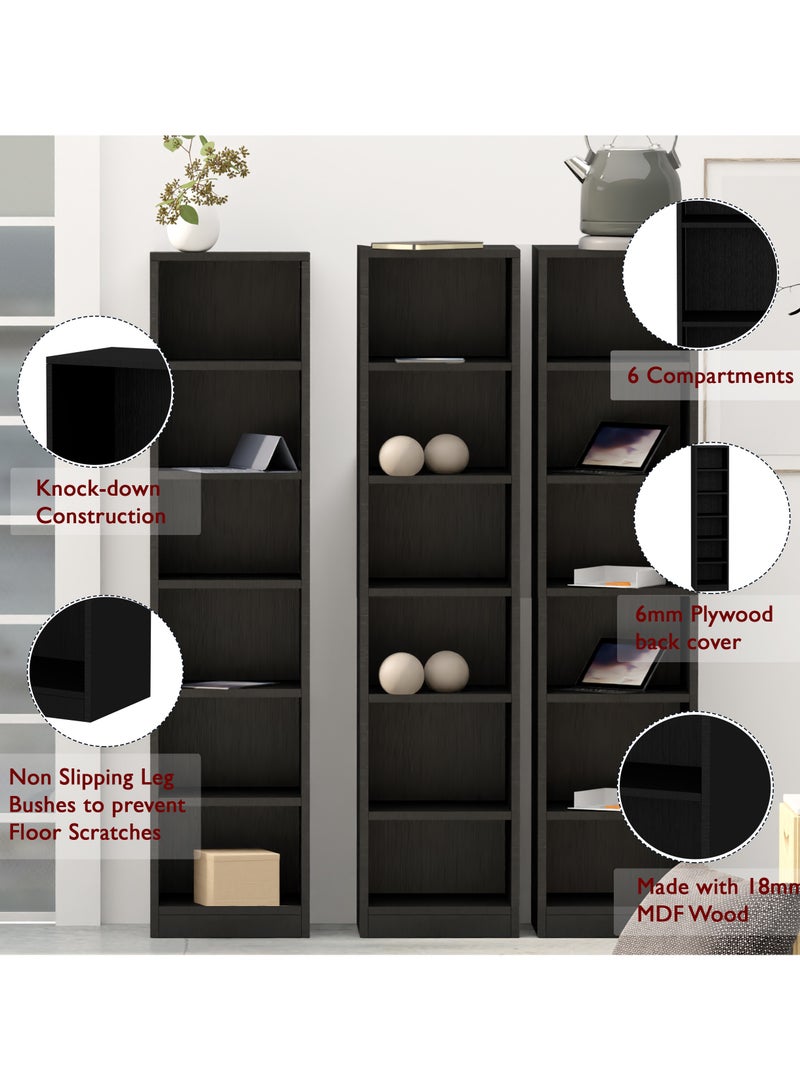 Mahmayi Mahmayi Wooden Storage Display Shelves 6-Tier Freestanding, Box Shelves, Top Shelf for Decoration Ideal for Storing and Displaying your possessions - Black - Image 4