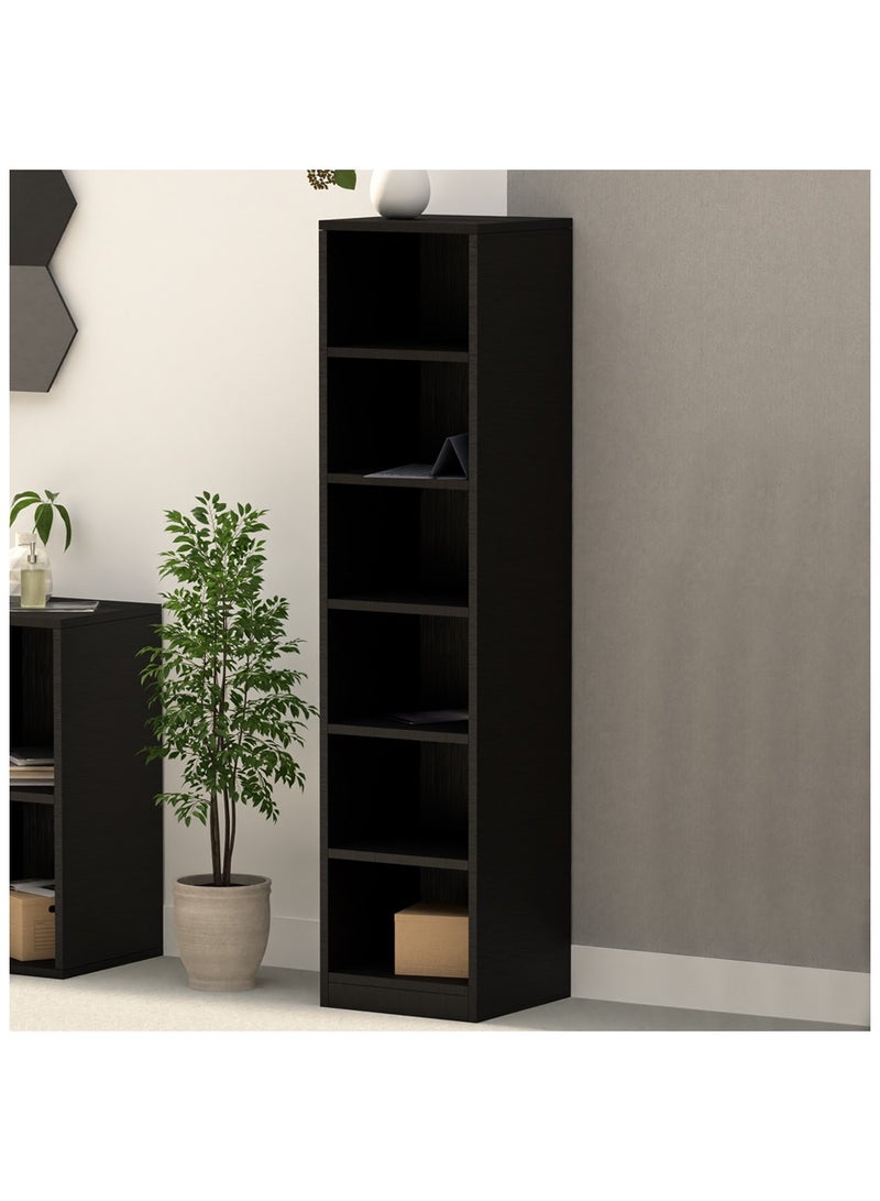 Mahmayi Mahmayi Wooden Storage Display Shelves 6-Tier Freestanding, Box Shelves, Top Shelf for Decoration Ideal for Storing and Displaying your possessions - Black - Image 2