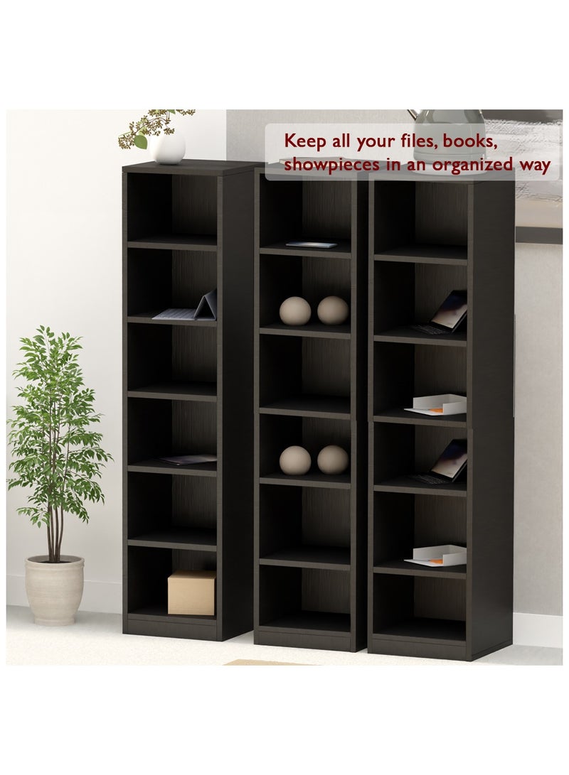 Mahmayi Mahmayi Wooden Storage Display Shelves 6-Tier Freestanding, Box Shelves, Top Shelf for Decoration Ideal for Storing and Displaying your possessions - Black - Image 3