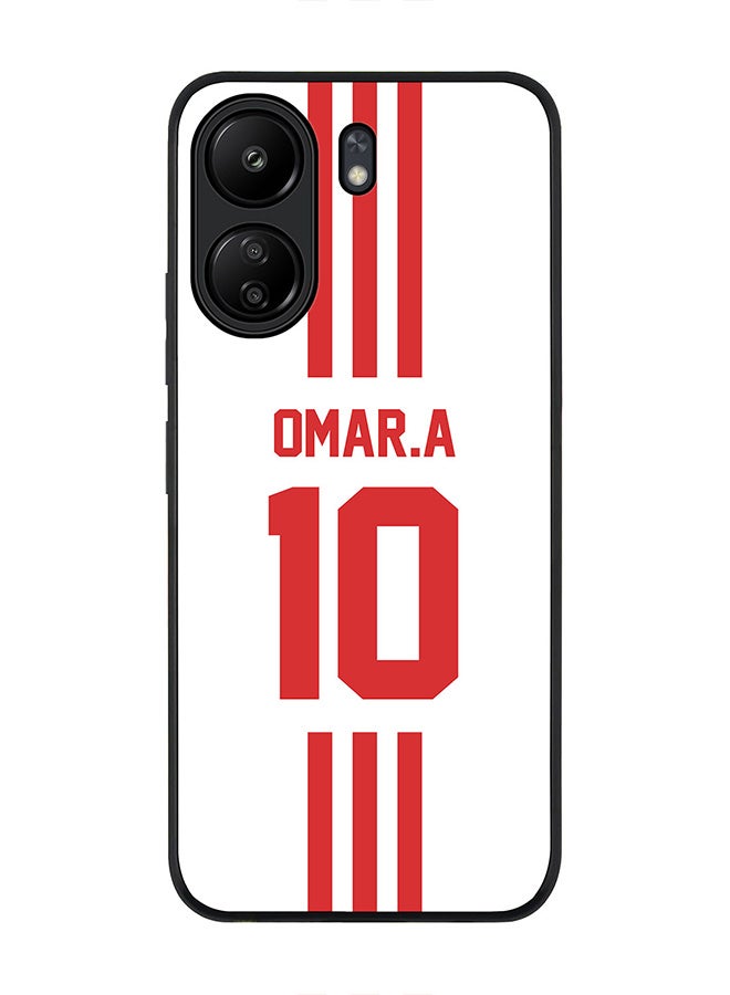 Stylizedd Rugged Black Edge Case for Xiaomi Redmi 13C 4G, Slim fit Flexible Case Cover - Football Team - UAE, Player Name - Omar.A - Image 1