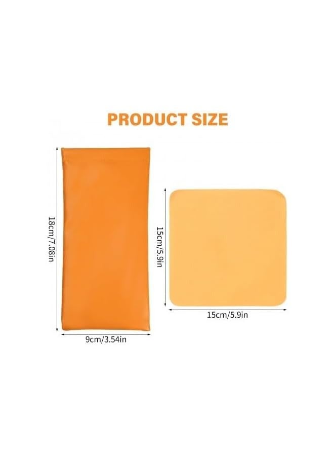 PROMASS 4Pcs Portable Leather Sunglass Pouches Soft Eyeglass Case Eyewear Sleeve for Reading Glasses PU Leather Glasses Case Travel Glasses Case for Storing Glasses Headphones Jewelry, One Size  - Image 2