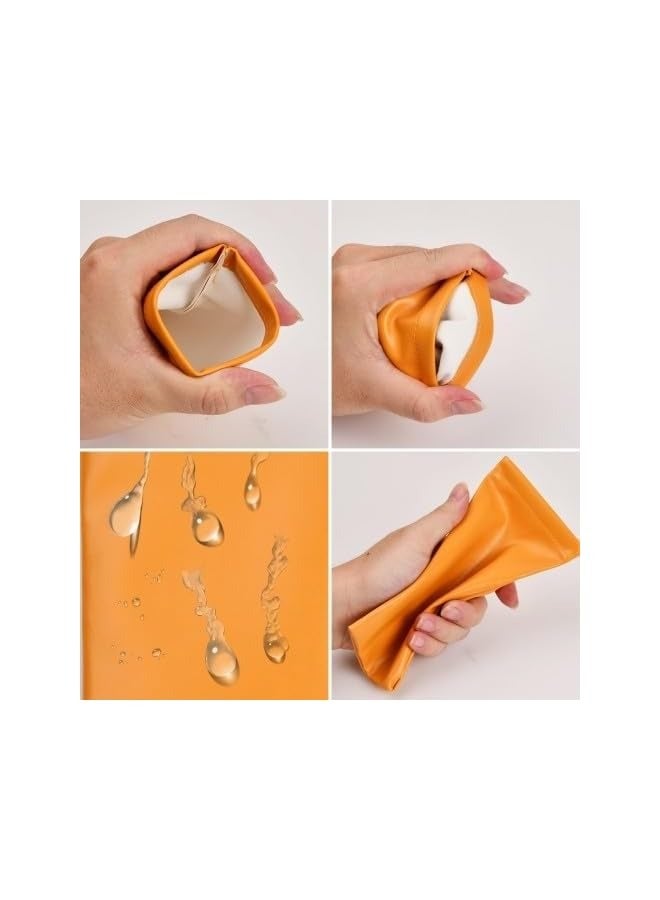 PROMASS 4Pcs Portable Leather Sunglass Pouches Soft Eyeglass Case Eyewear Sleeve for Reading Glasses PU Leather Glasses Case Travel Glasses Case for Storing Glasses Headphones Jewelry, One Size  - Image 3