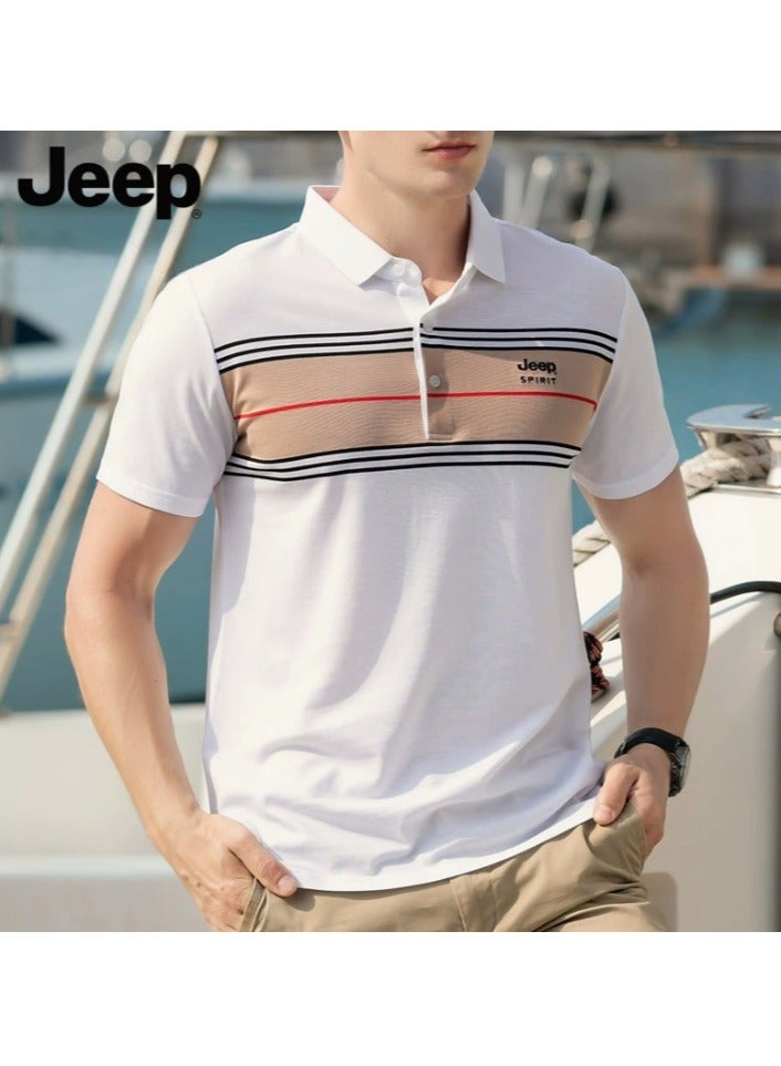 Jeep Flip Collar Business Gentleman Short Sleeved Shirt - Image 1