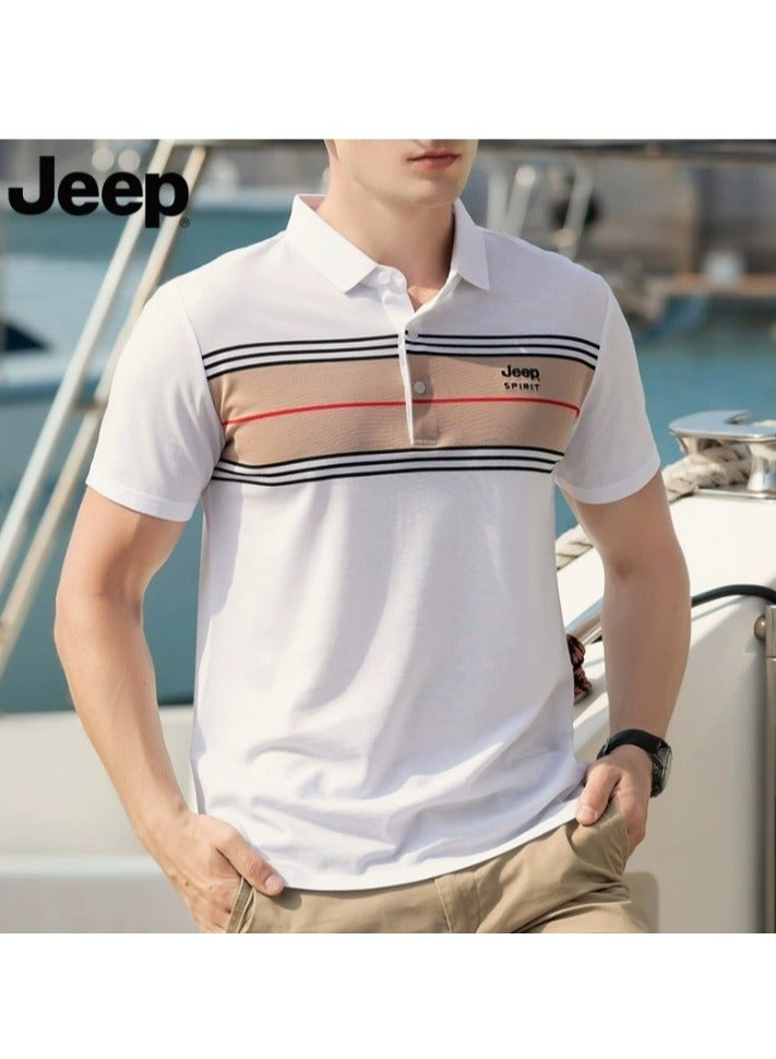 Jeep Flip Collar Business Gentleman Short Sleeved Shirt - Image 3