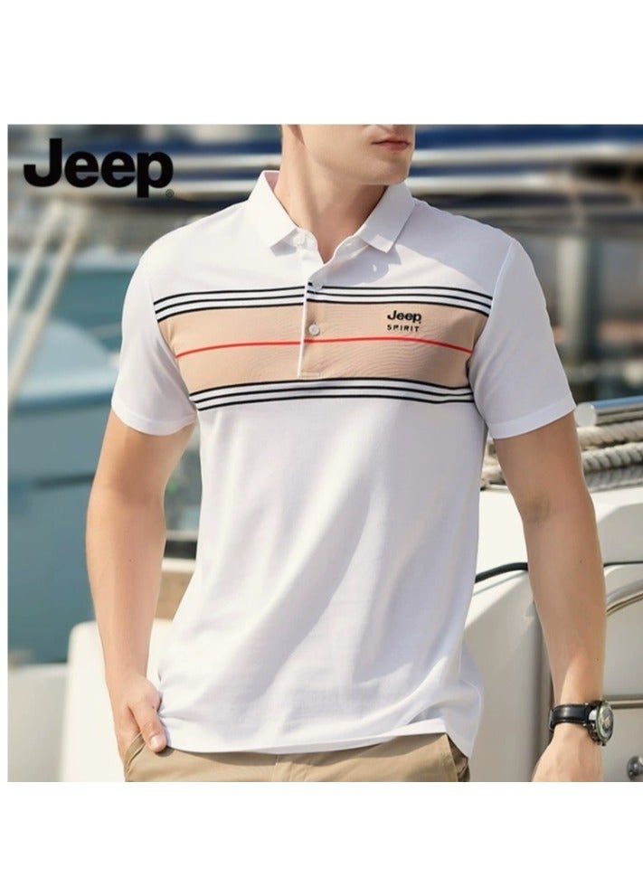 Jeep Flip Collar Business Gentleman Short Sleeved Shirt - Image 4