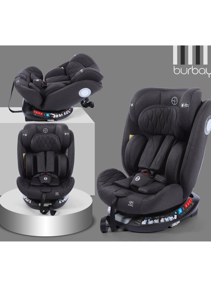 بورباي مقعد سيارة للأطفال من بورباي بتدوير ٣٦٠° وتقنية ISOFIX – أمان من الولادة حتى ٣٦ كجم - Image 2