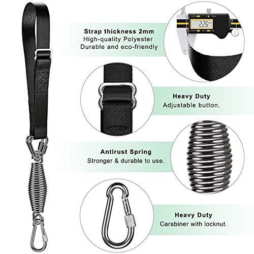 Dolibest Punching Bag Hangers Strap,Heavy Bag Hanger Strap with Spring and Carabiner for Home Gym Training Workout Fitness Conditioning Pull Ups and Dips Exercises Equipment （Black） - Image 4