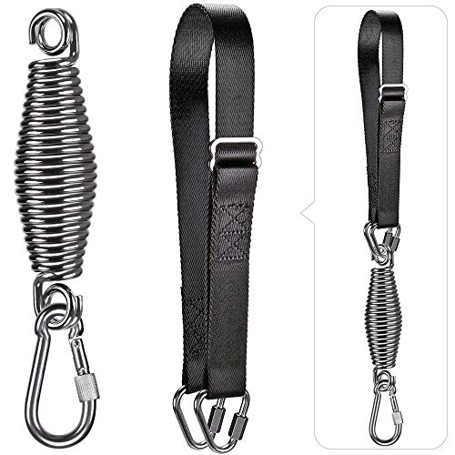 Dolibest Punching Bag Hangers Strap,Heavy Bag Hanger Strap with Spring and Carabiner for Home Gym Training Workout Fitness Conditioning Pull Ups and Dips Exercises Equipment （Black） - Image 1