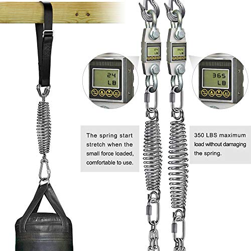 Dolibest Punching Bag Hangers Strap,Heavy Bag Hanger Strap with Spring and Carabiner for Home Gym Training Workout Fitness Conditioning Pull Ups and Dips Exercises Equipment （Black） - Image 5