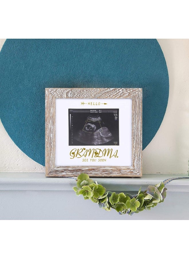 IHEIPYE IHEIPYE Grandma Sonogram Picture Frame - Baby Announcement Gifts for Grandparents - Pregnancy Announcement, Soon To Be Grandma Gift, Hello See You Soon - Weathered White  - Image 4