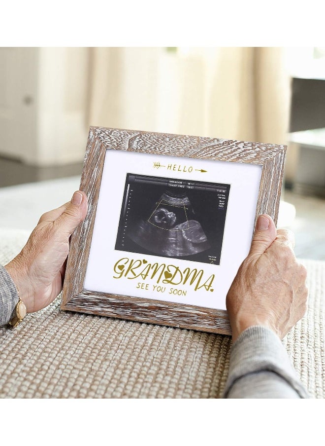 IHEIPYE IHEIPYE Grandma Sonogram Picture Frame - Baby Announcement Gifts for Grandparents - Pregnancy Announcement, Soon To Be Grandma Gift, Hello See You Soon - Weathered White  - Image 3