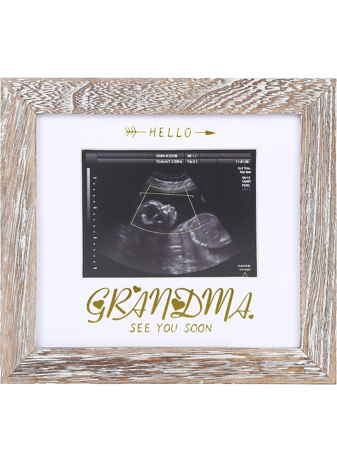 IHEIPYE IHEIPYE Grandma Sonogram Picture Frame - Baby Announcement Gifts for Grandparents - Pregnancy Announcement, Soon To Be Grandma Gift, Hello See You Soon - Weathered White  - Image 1