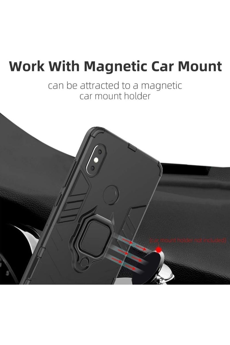 Phone Case Cover Shockproof Silicone + Hard Plastic metal ring Compatible with Redmi Note 6 Pro (Black) - Image 2
