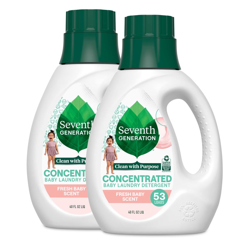 Seventh Generation Concentrated Baby Laundry Detergent Fresh Scent 40 Fl Oz Pack of 2