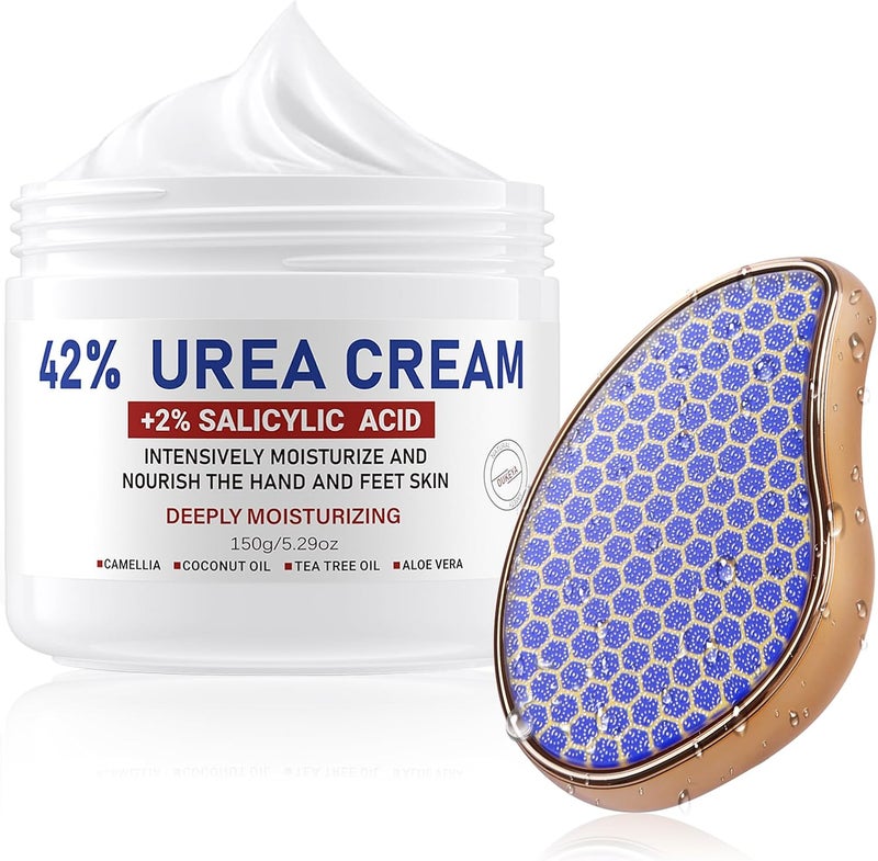 Urea Cream 42 Percent for Foot & Hand Cream with Foot Files for Dry Cracked Skin Body Urea Lotion Maximum Strength Repair Cracked Feet, Heels, Knees, Elbows, Hands 150g