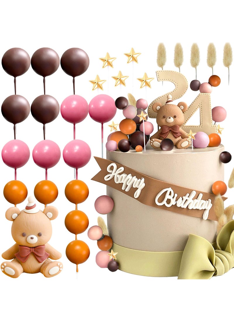 KASTWAVE Boho Baby Shower Cake Topper Bear Cake Decoration Gold Leaves Cake Decoratio Gender Reveal Cake Topper Nude Balls Cake Topper Birthday Cake Decoration - Image 1