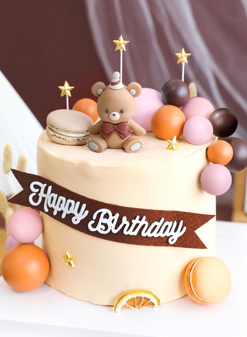 KASTWAVE Boho Baby Shower Cake Topper Bear Cake Decoration Gold Leaves Cake Decoratio Gender Reveal Cake Topper Nude Balls Cake Topper Birthday Cake Decoration - Image 3
