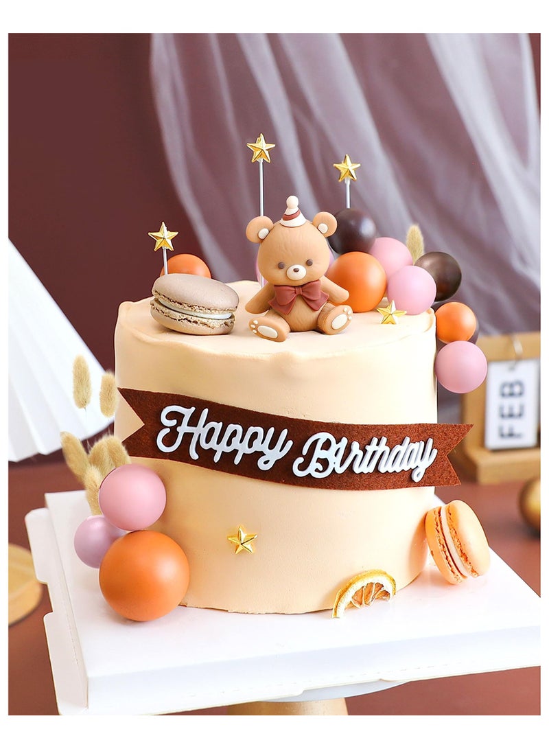 KASTWAVE Boho Baby Shower Cake Topper Bear Cake Decoration Gold Leaves Cake Decoratio Gender Reveal Cake Topper Nude Balls Cake Topper Birthday Cake Decoration - Image 5