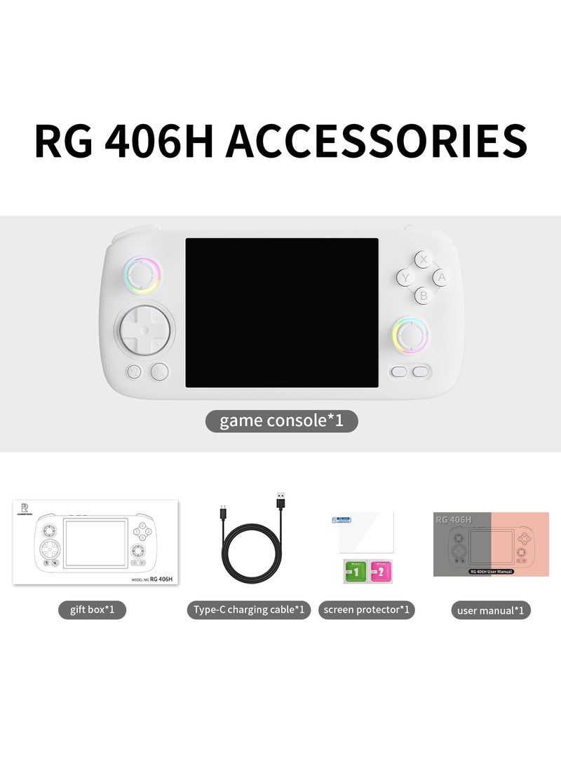 ANBERNIC  - RG406H Retro Handheld Game Console with 4-inch IPS Screen RGB Lighting Handheld Gaming Console with Android 13 System, 5000mAh Battery (White, 256GB) - Image 1