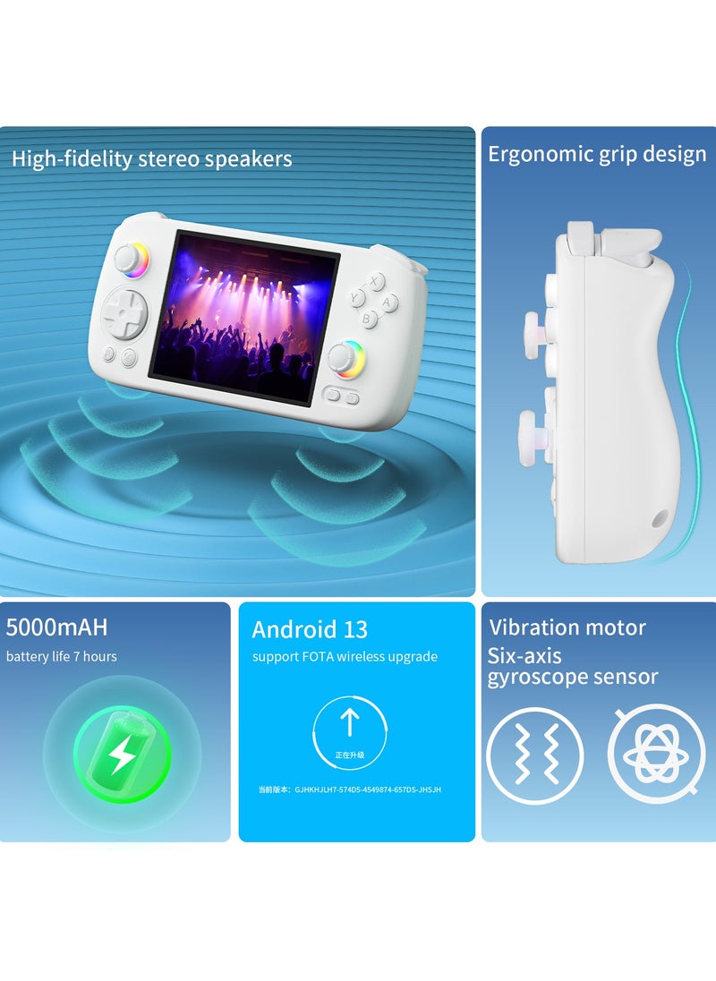ANBERNIC  - RG406H Retro Handheld Game Console with 4-inch IPS Screen RGB Lighting Handheld Gaming Console with Android 13 System, 5000mAh Battery (White, 256GB) - Image 1