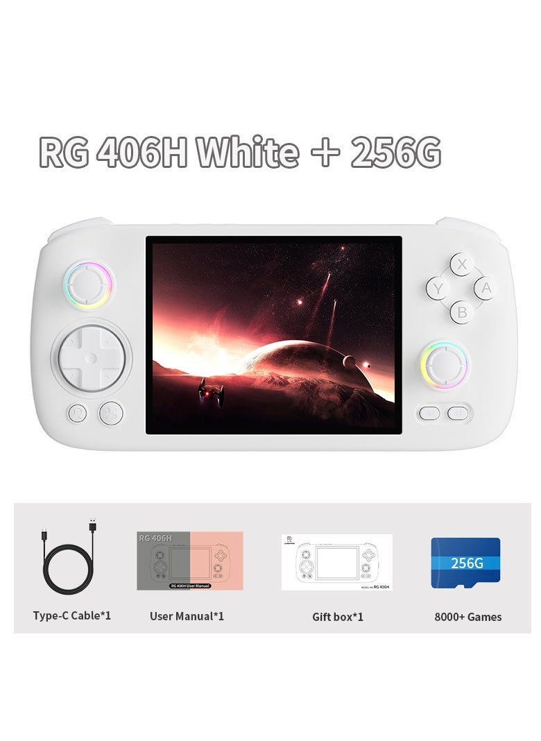 ANBERNIC  RG406H Retro Handheld Game Console with 4-inch IPS Screen RGB Lighting Handheld Gaming Console with Android 13 System, 5000mAh Battery (White, 256GB)  - Image 1