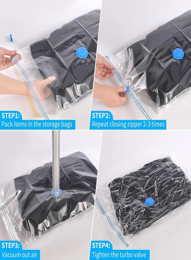 KRYLAR Vacuum Storage Bags 5pcs with Free Hand Pump Space Saving Bags for Travel,clothes,blankets,pillows,jackets &Sweaters Airtight and Reusable Double Ziplock Compression Plastic Transparent - Image 4