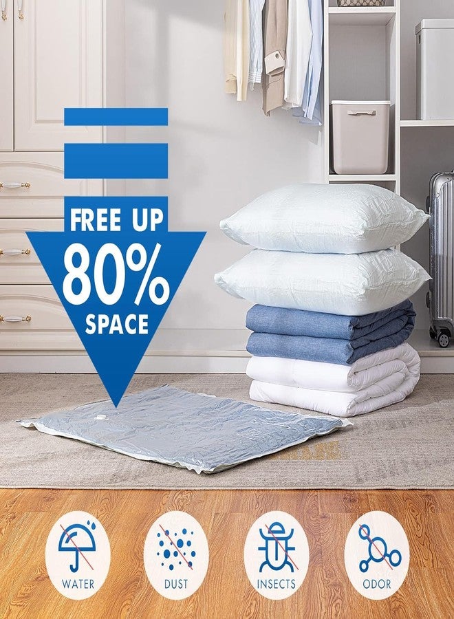 KRYLAR Vacuum Storage Bags 5pcs with Free Hand Pump Space Saving Bags for Travel,clothes,blankets,pillows,jackets &Sweaters Airtight and Reusable Double Ziplock Compression Plastic Transparent - Image 3