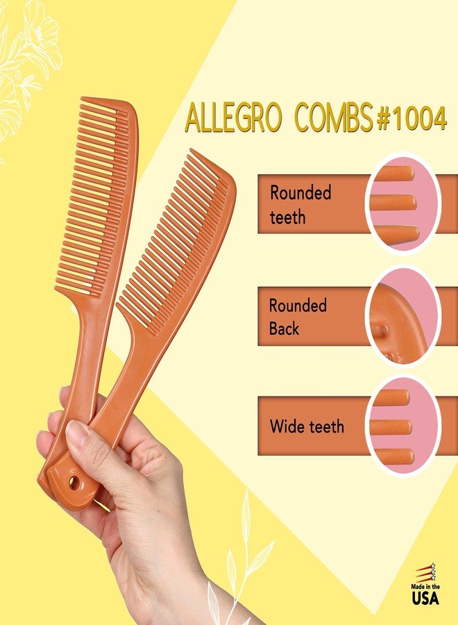 Allegro Combs Allegro Comb 1004 Wide Teeth Detangling Combs For Women, Stylists, Curly Hair Teasing Comb Mens Comb 2 Piece (Tan) - Image 3