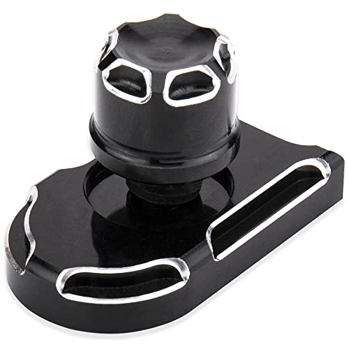 KICRY Seat Bolt Tab Screw Mount Knob Cover For Harley Quick-Release Hardware Kit Black Knurled Billet Aluminum Compatible for Street Glide Road King Electra Dyna Softail 1997-2020(Black-2) - Image 1