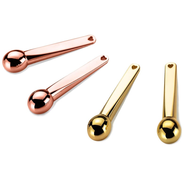 LISAPACK 4 Pack Metal Eye Cream Applicator Eye Serum Roller Ball Massager Stick for Reduce Depuffer Massage GoldRose Gold