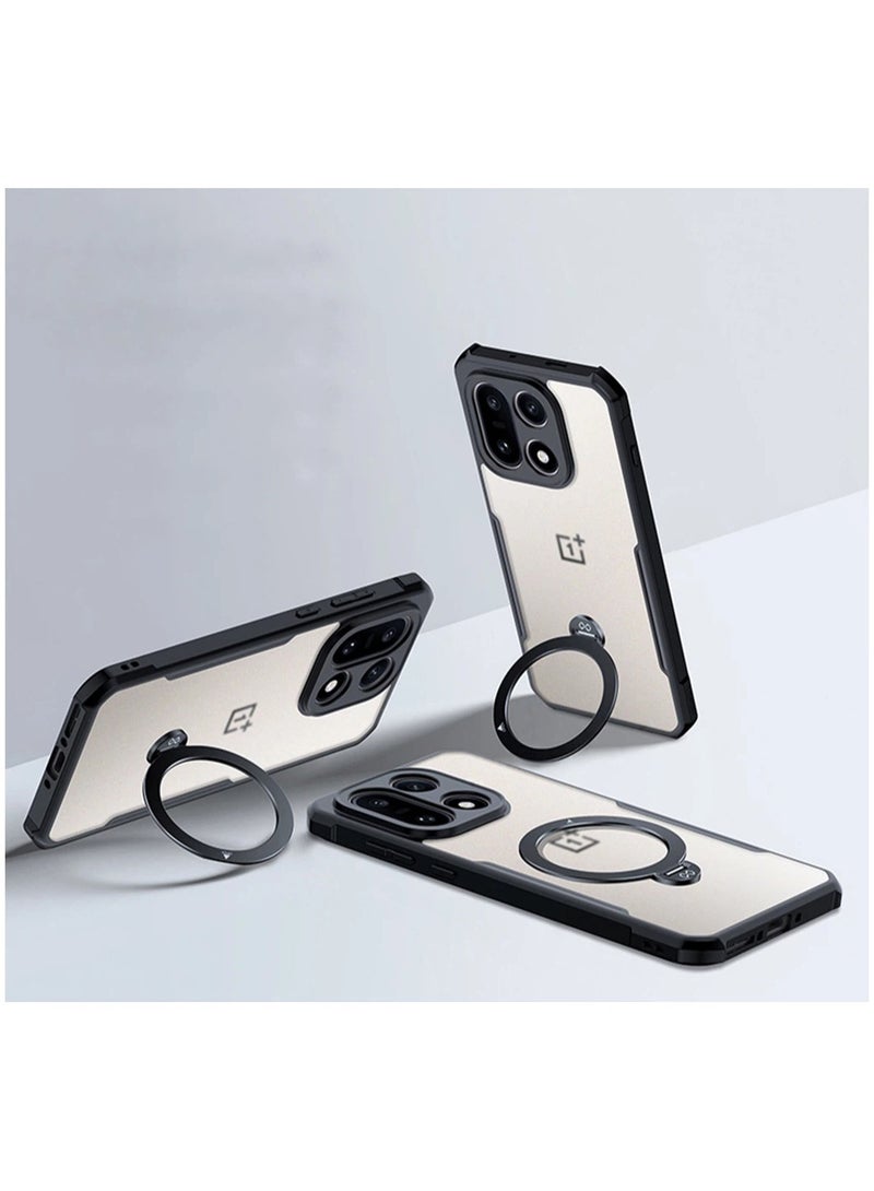 عام غلاف OnePlus 15 المغناطيسي الواقي [متوافق مع الشحن اللاسلكي] - غلاف شفاف مقاوم للاصفرار مع حماية للكاميرا. مزيج PC + TPU ممتص للصدمات مع حامل دوار 360 درجة. - Image 1