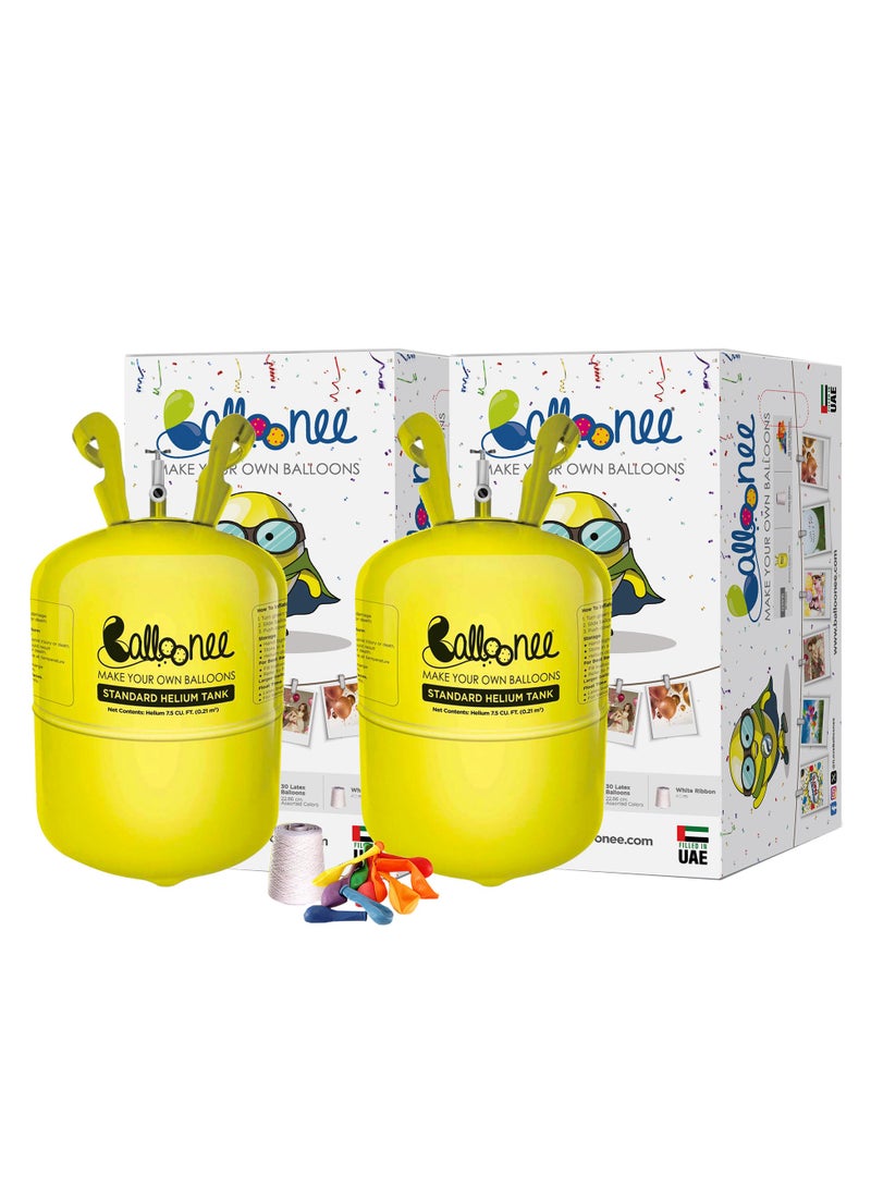 Balloonee Standard Disposable Helium Party Kit - Pack of 2, Helium Tank for Balloons At Home  - Image 1
