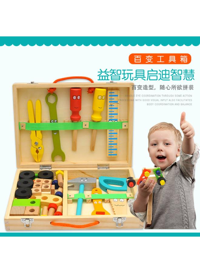 Toolbox Children's Repair Educational Toys Simulation Disassembly And Assembly Woodworking Box Screw Nut Wooden Boys Play House