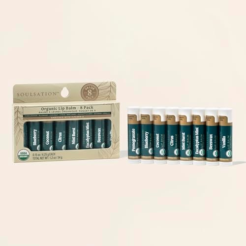 Soulsation Organic Lip Balm Set, 8 Flavors - Moisturizing for Cracked & Dry Lips, For Men & Women - Image 3