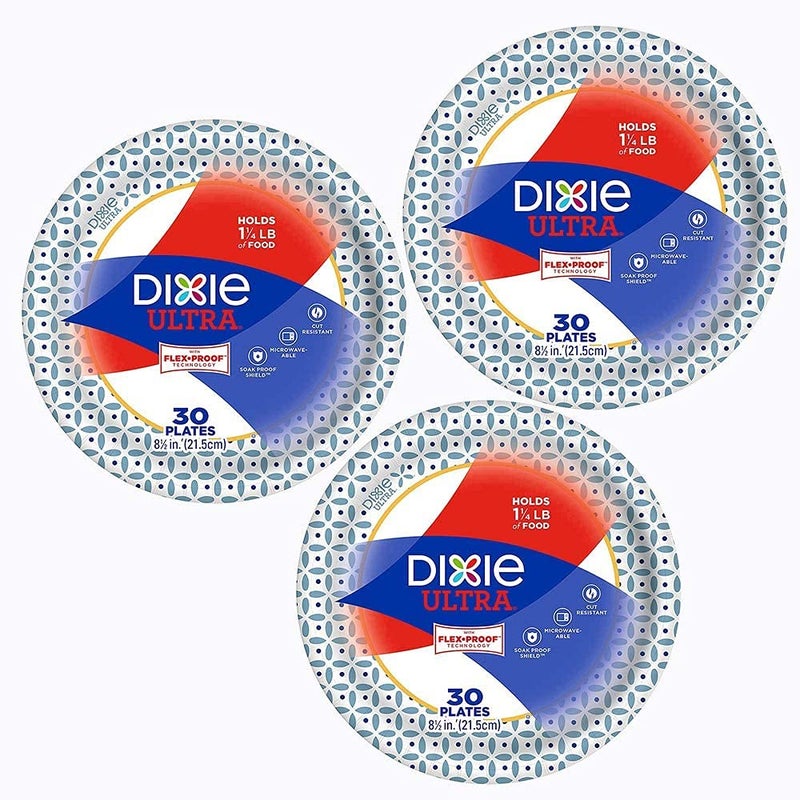 Heavy Duty Disposable 8.5"" Paper Plates - Medium Plate (30 ct) (Pack of 3) Styles May Vary