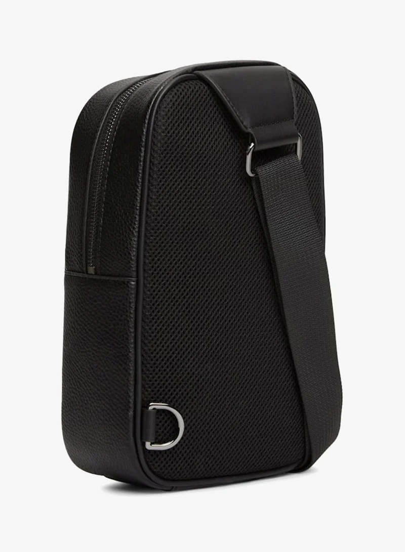 Tommy Hilfiger Black Signature Tape Embroidery Sling Bag for Men | Best Price UAE