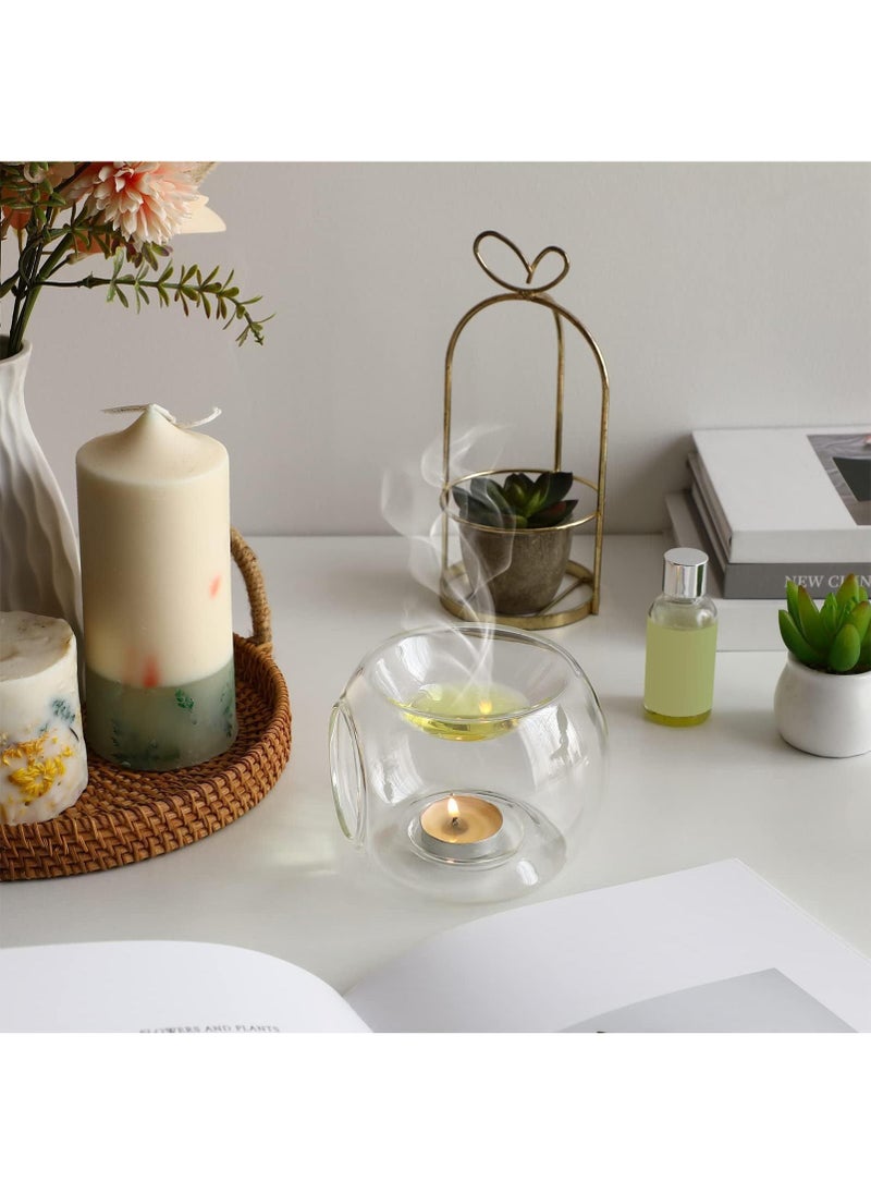 Sweet seven Clear Glass Tealight Candle Holder Oil Burner Essential Oil Burner by Scented Wax Melt Warmer Round Votive Candle Holders Aromatherapy Aroma Diffuser for Spa Yoga Bedroom and Home  - Image 2