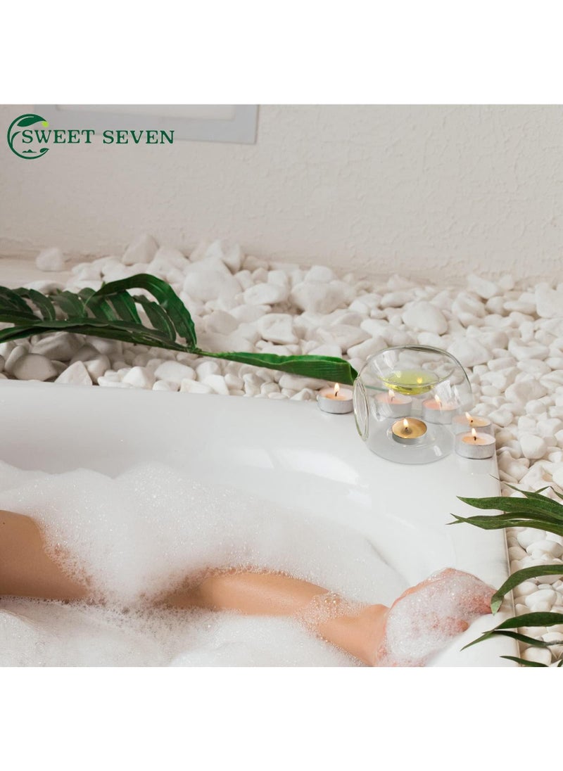 Sweet seven Clear Glass Tealight Candle Holder Oil Burner Essential Oil Burner by Scented Wax Melt Warmer Round Votive Candle Holders Aromatherapy Aroma Diffuser for Spa Yoga Bedroom and Home  - Image 3