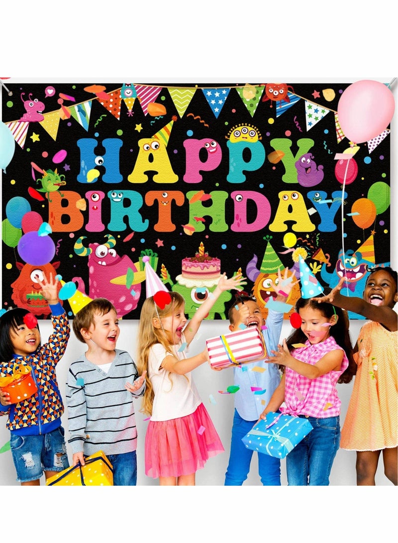 SOLARAE Happy Birthday Party Decorations Supplies Birthday Party Backdrop Happy Birthday Banner Baby Shower Photography Background Photo Booth - Image 1