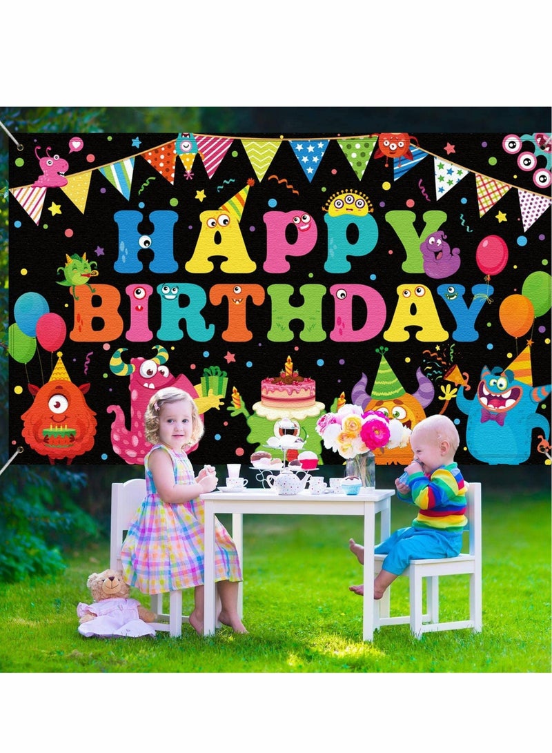 SOLARAE Happy Birthday Party Decorations Supplies Birthday Party Backdrop Happy Birthday Banner Baby Shower Photography Background Photo Booth - Image 4