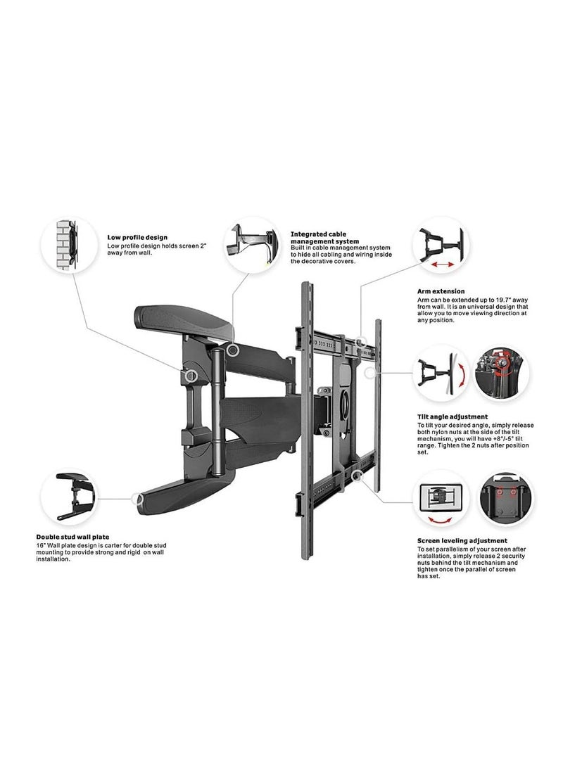 ELTRAZONE - NB P6 Wall Bracket Mount Cantilever Full Motion Cantilever Mount with Built-in Cable Management for LED, LCD & Plasma TVs Size 40" - 80" with Load up to 45.5 kg - Image 1