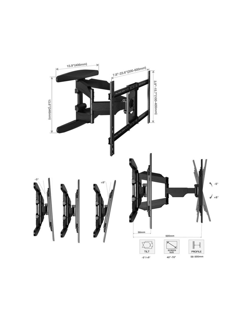 ELTRAZONE - NB P6 Wall Bracket Mount Cantilever Full Motion Cantilever Mount with Built-in Cable Management for LED, LCD & Plasma TVs Size 40" - 80" with Load up to 45.5 kg - Image 1
