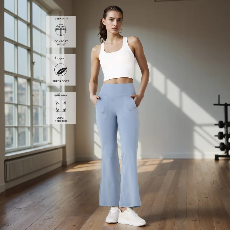 ADOT by Splash Wide Leg Pants with Elasticated Waistband and Pockets