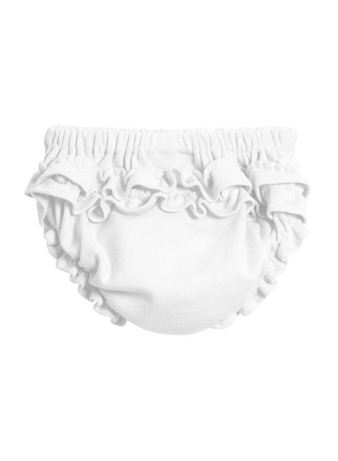 City Threads Made in USA Baby Girls Ruffled Diaper Covers Bloomers Soft Cotton Fashionable Cute SPD sensory Sensity Clothing White, 12/18 M - Image 1