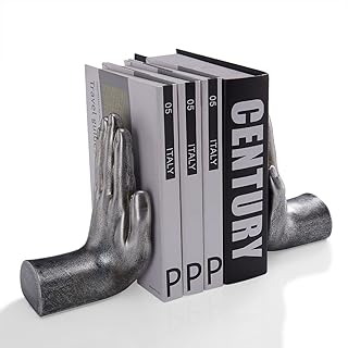Danya B Danya B . NY8003SIL Contemporary Book Shelf Decor - Helping Hands Bookend Set (Set of 2) - Antique Silver  - Image 1